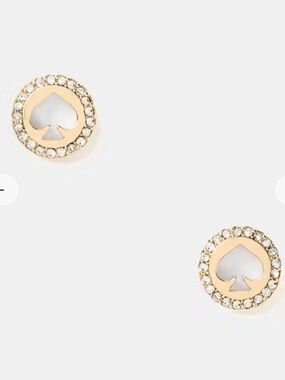 Kate Spade Gold-tone Pave Halo Spade Stud Earrings